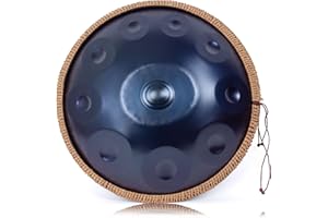 LOMUTY Handpan 432 HZ Principiante, 10 Notas 19 Pulgadas 48cm en D Menor Tambor de Acero, Handpan-Drum con Baquetas, Funda, Soporte y Partituras, para Meditación y Yoga, Azul