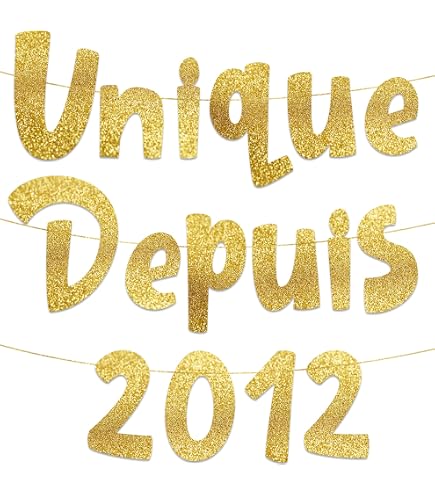 Bannière Anniversaire Dorée à Paillettes 'Unique Depuis 2012' - 13 Ans - Déco Fête Réutilisable - Longueur 1,9 M