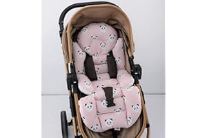 Pushchair/Stroller Cushion- Pram Accessories -Seat Liner -Umay Baby 100% Cotton (Pink Panda)