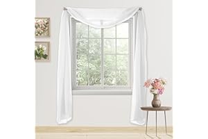 Elegant Comfort 55 x 216 Solid Curtain Sheer Voile Scarf, White