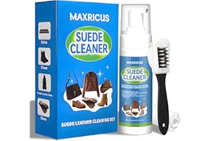 Maxricus Suede Cleaner Kit – Suede Foam Cleaning Kit with Brush & Cloth, Nubuck Crep Suede Protector Cleans and Restores for Shoes, Boots, Trainers, Jackets, Handbags, Bags