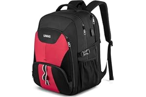 LIWAG Extra Groß Rucksack Damen 50L Wasserdicht 17 Zoll Laptoptasche Arbeit Laptop Rucksack mit USB Ladeanschluss Anti Diebstahl Business Reisen Schulrucksack für Frauen Mädchen Teenager Rot