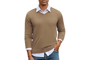 iClosam Maglione con Scollo a V da Uomo, Maglioni a Maniche Lunghe con Lavorazione a Contrasto, Pullover da Uomo in Misto Cotone Morbido e Caldo per Autunno e Inverno