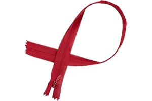 AERZETIX - C61648 - Set di 10 cerniere invisibili 45cm non separabili - cerniera lampo - colore rosso fuoco - pelletteria jeans pantaloni vestito gonna abbigliamento cucito