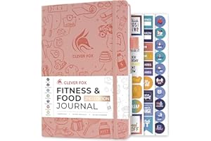 Clever Fox Fitness & Food Journal – Nutrition & Workout Planner for Women & Men – Diet & Gym Exercise Log Book with Calendars, Diet & Training Trackers - Undated, A5, Hardcover (Light Pink)