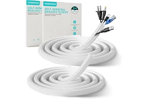 2 stycken YuanPals 13 mm – 3 m kabelslang självstängande svart för PC/TV, vävd kabelrock, kabelhantering för hem, kontor (2 s