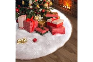 Idota Weihnachtsbaumdecke Rund 120cm, Christbaumdecke Weiß Plüsch Kunstpelz Weihnachtsbaum Teppich, Weihnachtsbaum Decke Unterlage für Weihnachtsbaum Dekoration Bodendekoration