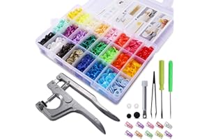 MOOING Pinze a Scatto + Set 360 Bottoni in Resina T5 Bottoni a Pressione Fai da Te 24 Colori, Bottoni Automatici a Pressione Plastic per DIY Cucire,Set di Pulsanti