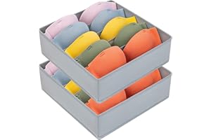 DIMJ Divisori Organizer Cassetti, Set di 2 Porta Reggiseni Non Tessuto Con 5 Scomparti, Adatto per Biancheria Intima Grigio