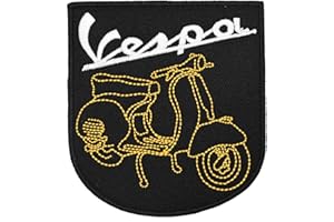 LILIE CRÉA Patch Vespa, écusson brodé thermocollant pour customisation vêtements et accessoires 8 cm