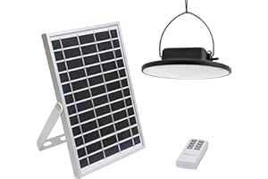 ELEDCO Lámpara Solar Colgante LED, Exterior, Interior, Luces Solares con Placa Solar, Batería, Mando a Distancia, IP65, Autonomía 8-15 Horas… (1 Lámpara, Luz Neutra 4000K)