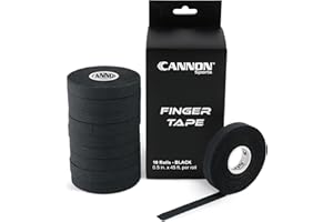 Cannon Sports 10 Pack Athletic Finger Tape - 0.5 Inch x 45 Feet Each Roll - Extra Strong Adhesive for Rock Climbing, Jiu-Jitsu, Wrestling, Martial Arts, Weight Training, Volleyball (Black, 10 Pack)