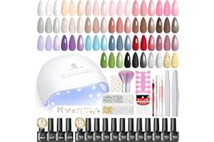 PEACECOLOR 37 Pezzi Kit Semipermanente Unghie, 22 Colori Smalti Semipermanenti per Unghie con Lampada UV/LED, 4 Base e Top Coat Decor Kit Manicure Strumenti Completi
