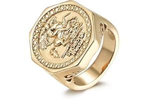 THE BLING KING Gold & Silver St George Dragon Slayer Sovereign Ring, PVD Gold & Silver Plated – Bling King London