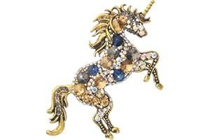 KristLand Broche Licorne Broche d'animaux en Cristal Corsage Art Déco Vintage Broche De Cheval Fête Halloween Coffret Cadeau Femme Homme