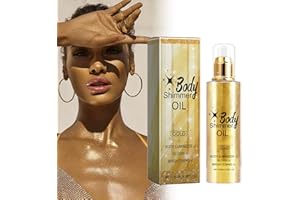 CYNAMUS Body Glitter Gel, Golden Glitter Spray Body Glitter Oil Body Luminizer Capelli Corpo Liquido Glitter Gel Liquido Trucco Shimmer Oil Shimmer Oil Olio per il corpo Brillante per Viso, Corpo e Nail Art