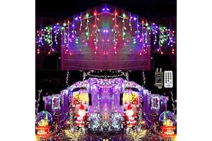 Qedertek Luci Natale Esterno, Cascata 10M 432 LED, Tenda Luminosa Colorate, Natalizie con Telecomando, 8 Modalità, Timer Decorazione per Feste, Finestra, Balcone