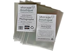 storage.boutique Photograph Protection Sleeves, Archive Standard, Acid Free, 6 x 4 Inches, 155 x 105 mm, 50