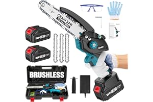 Mini Piła Łańcuchowa Seesii 8 cali Bezszczotkowa, Elektryczna Piła Łańcuchowa z Automatyczną Olejarką i 2 Akumulatorami 4,0 mAh, Łańcuchy Samonastawne, 3 Łańcuchy, CH850