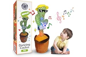 The Italian Home® Cactus Bailarin Repite Español USB, captus Juguete Bebe + Toca más de 50 Canciones, Cactus Que Habla y Canta, registra, Repite, se Ilumina