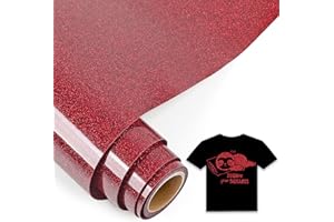 IModeur 5 Ft vinile termoadesivo Glitter rossi - 30,5 x 153 cm vinile termoadesivo per tessuti, vestiti, berretti, pantaloni, termovinile vinile per Cricut Maker, Silhouette Cameo