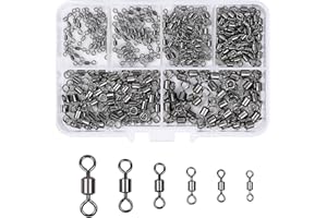 Sinofort Girelle da Pesca 230 Pezzi ami da Pesca Mare 6 Taglie Moschettoni Pesca Sgancio Rapido Pesca Girelle Pesca Girelle Triple per Lenza Pesca d'Acqua Dolce e Pesca d'Acqua Salata