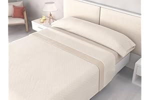 HM'S HOME'SECRET Juego de Sábanas Invierno Polar Pirineo 120 g/m² Perchado Doble Cara – Finas pero Cálidas – 3 Piezas con Bajera Ajustable Perimetral – Camas 90, 105, 135, 150 y 180cm (Catalina Beige, Cama 135cm)