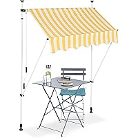 Relaxdays Klemmmarkise, Balkon Sonnenschutz, einziehbar, Fallarm, ohne Bohren, höhenverstellbar, 150 cm breit, gelb…