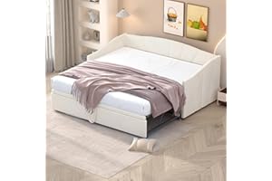 Dolamaní Divano letto 90/180x200 cm per adulti 2 persone, letto estraibile stessa altezza letto allungabile per letto matrimoniale, letto multifunzione in tessuto di velluto delicato sulla pelle