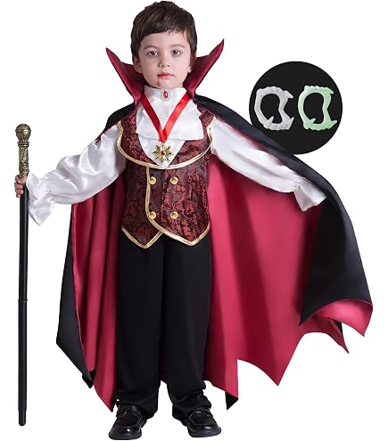 Costume Da Vampiro Dracula Per Bambino 24-36 Mesi - Tuta Con Mantello, Gilet E Papillon, Nero E Rosso, Per Halloween