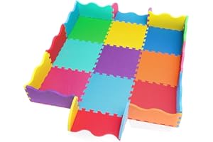 EDUKIT 25 St. Puzzlematte Baby EXTRA DICK 15mm, Spielmatte incl Rand Schaumstoff Bodenpuzzle Baby Spielunterlage Kinder Spielteppich schadstofffrei 1,5qm Geschenkidee Jungen Mädchen Outdoor 9 Farben von EVA