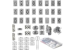 Cozevdnt Wikinger Silber Dreadlocks Schmuck Set, 67 Stück Braids Zubehör Set, Wikinger Haarperlen, Mittelalter Schmuck, Hair Beads