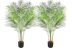 Keeplush Planta Artificial Areca Palmera Grande 120 cm Arbol Artificial Interior y Exterior Plantas Artificiales Decorativas Salon Dormitorio Balcón Decoracion Hogar Moderno (2 Pack)