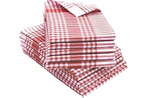 ZOLLNER 10 paños de Cocina algodón, 50x70 cm, a Cuadros Rojos