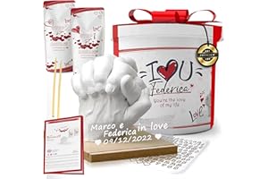 Lalfof Calco Mani Coppia con NOMI - Regali Natale donna - Regalo fidanzato/Regali fidanzata per anniversario fidanzamento/matrimonio - Regalo anniversario per lui/lei Romantico - Alginato per calchi