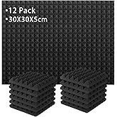 Lot de 12 Panneaux de Mousse Acoustique, Mousse Anti-bruit Panneaux Acoustiques Ignifuges pour Studios D'enregistrement, Bure