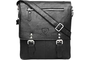 J. Wilson London 100% Pure Genuine Real Vintage Hunter Leather Handmade Mens Women Leather Flapover Everyday Crossover Shoulder Work iPad Messenger Bag