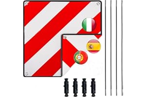 WISCRAFTER Warntafel Italien Spanien und Portugal Fahrradträger,3 In 1 Alu Reflektierend Warnschild(50 x 50 cm) mit 4X Spannseile,Zertifizierte für Fahrradträger Heckträger & Auto Wohnmobil