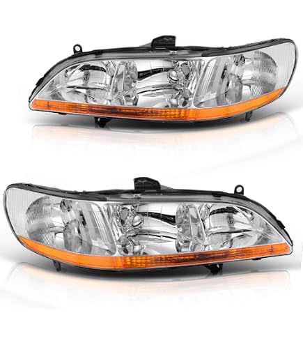 Nilight Headlight Assembly For 1998-2002 Honda Accord – Chrome Housing, Clear Lens – Pair (NA532)