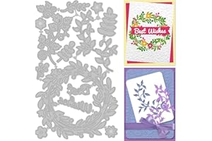 INFUNLY Vine Plant Metal Cutting Dies for Card Making Wreath Die Cuts Vine Cutting Dies Flowers Die Cuts with Word Blessings Plant Embossing Stencil for DIY Scrapbooking Wedding Birthday Card Decor