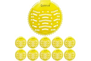 Qanmua 10 Stücke Urinalsieb mit Duft, Urinaleinlage ​Passend Pissoirsieb Lufterfrischer Einsatz 30 Tage Frischewirkung, Urinal Einleger Matte für Urinal und Jedes ​Pissoir Gelb Zitrone