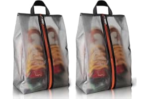 Aofmee 2 Stück Schuhbeutel Reise, Wasserfeste TPU-Mesh Schuhtasche mit Reißverschluss und Griff, Staubdichte Aufbewahrungstasche für Schuhe, Organizer-Schuhbeutel für Männer und Frauen (17in x 10in)