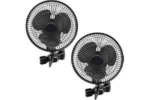 KLGFI 2 Stück Oszillierender Clip Ventilator, 2 Geschwindigkeitsstufen Grow Ventilator, 25W Oszillierender Lüfter für Growzelt