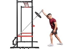 Sunny Health & Fitness Power Rack e Gabbia Accessorio di Fissaggio aggiuntivo: Supporto per Barre, Dip Bar, J-Hook, LAT Pulldown, Landmine o U-Ring