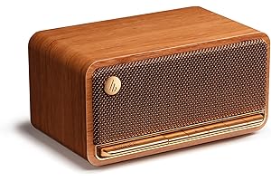 Edifier MP230 – przenośny głośnik Bluetooth w stylu retro, bezprzewodowy, odtwarzanie przez Bluetooth, AUX i kartę micro SD | brązowe drewno