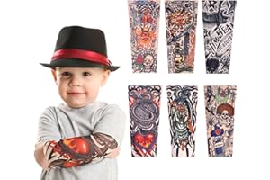 TSHAOUN 6 Piezas Falsas Mangas de Tatuaje para Niño, Brazo Temporal para Halloween, Fiestas y Disfraces (6PCS)