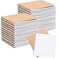 BELLE VOUS Small Plain Paper Notebook Set (48 Pack) - Mini Notepads for Field Notes, Sketchbook or Journals - Blank/Unlined Pocket Notebooks with Brown Covers for Travel/Office Work