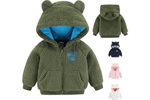 Gajaous Chaqueta con capucha de lana de dibujos animados para bebés recién nacidos, niños y niñas, abrigo con orejas, prendas de vestir cálidas, abrigo con cremallera