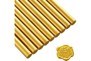 NUANCHU 15 Pezzi Colla Pistola Sigillo Bastoncini di Cera per Retro Vintage Cera Sigillo Timbro e Lettera, Buon per Inviti di Nozze, Buste di Carte Mail di Lumaca Pacchetti di Vino (Oro)