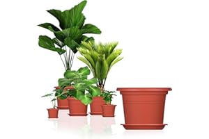 BigDean 5X Blumentopf Ø 20 cm Farbe Terrakotta & Untersetzer Kunststoff Pflanztopf Containertopf Übertopf Pflanzkübel rund 20 x 14,5 cm Blumentöpfe
